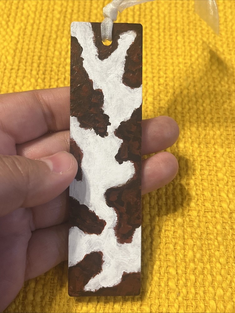 Bookmark Hand Painted Cow Print Design