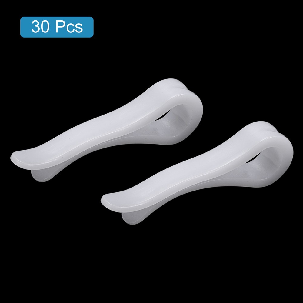 30pcs Durable Plastic Alligator Clip, 1.5" White U Shape