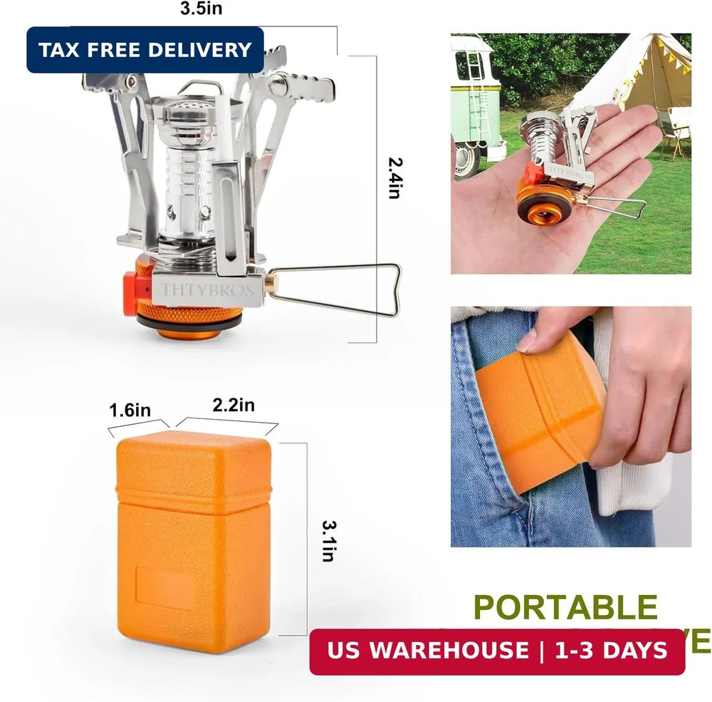 THTYBROS Portable Camping Stove with Piezo Ignition | 3000W Windproof Backpackin