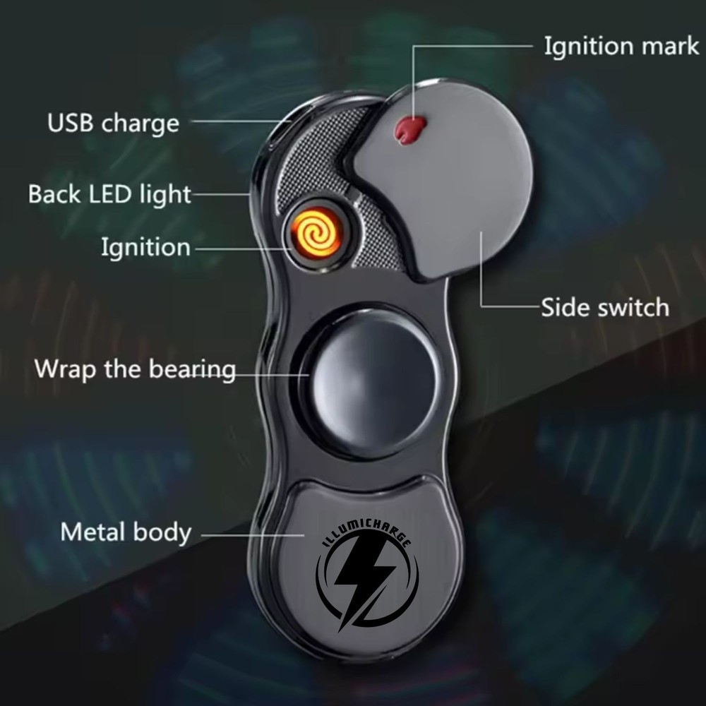 Spinner Cigarette Lighter LED display Fidget Light Up "I Love You"