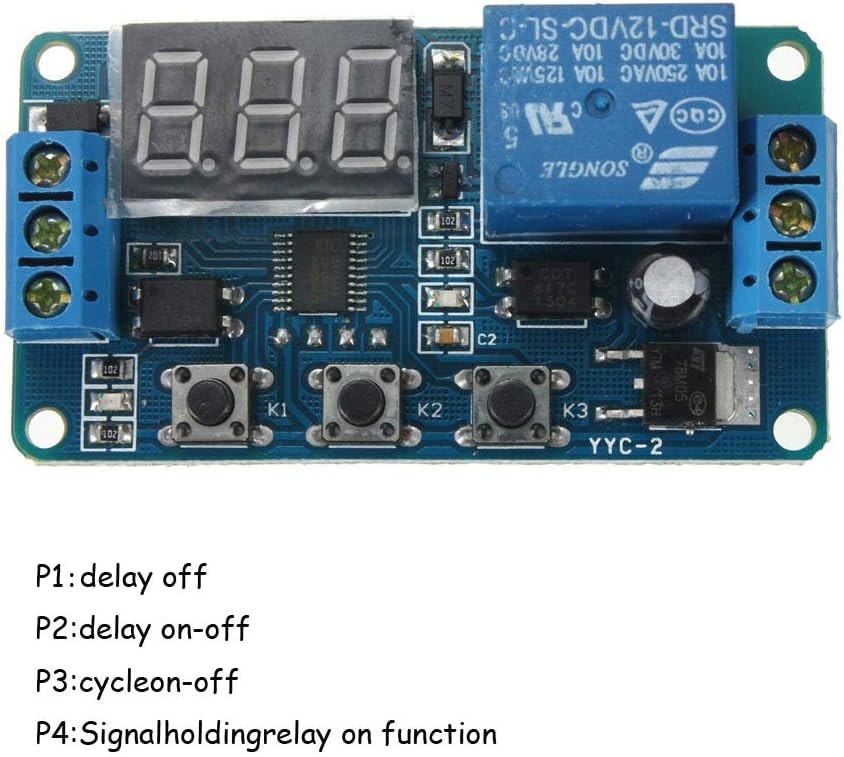 DC 12V Time Delay Relay Module, 0.1Sec to 999Min Adjustable