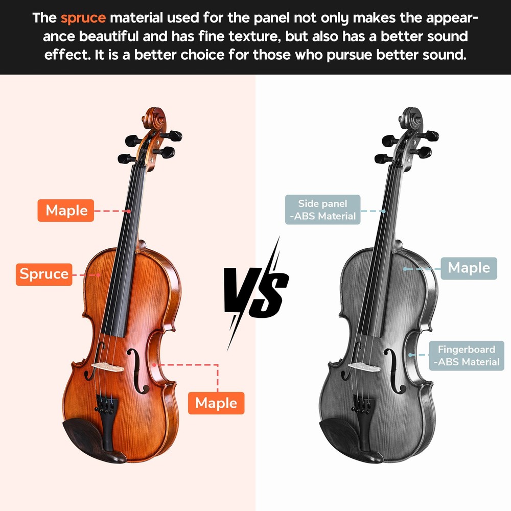 Yescom 4/4 Solid Wood Full Size Violin with Case & Bow Shoulder Rest for Student