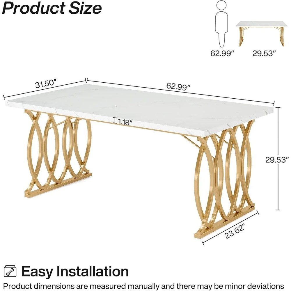 Modern Dining Table 63in Kitchen Table for 4-6 People Rectangular Dinner Tables