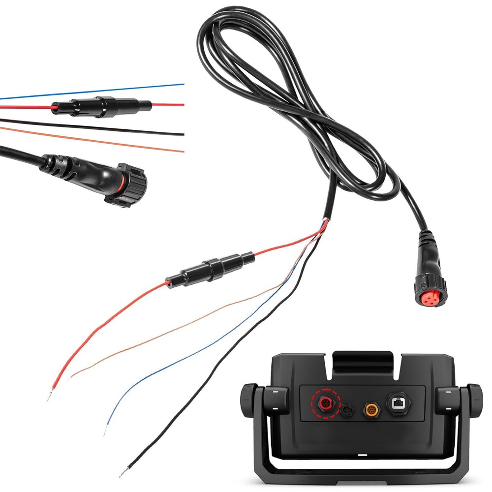 For Garmin Transducers echoMAP 010-12445-00 Power/Data Cable Threaded 4-Pin