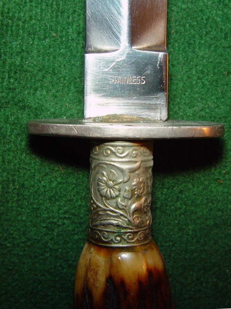 Vintage Possible German WWII Stag Handle Double Edge Boot Dagger -