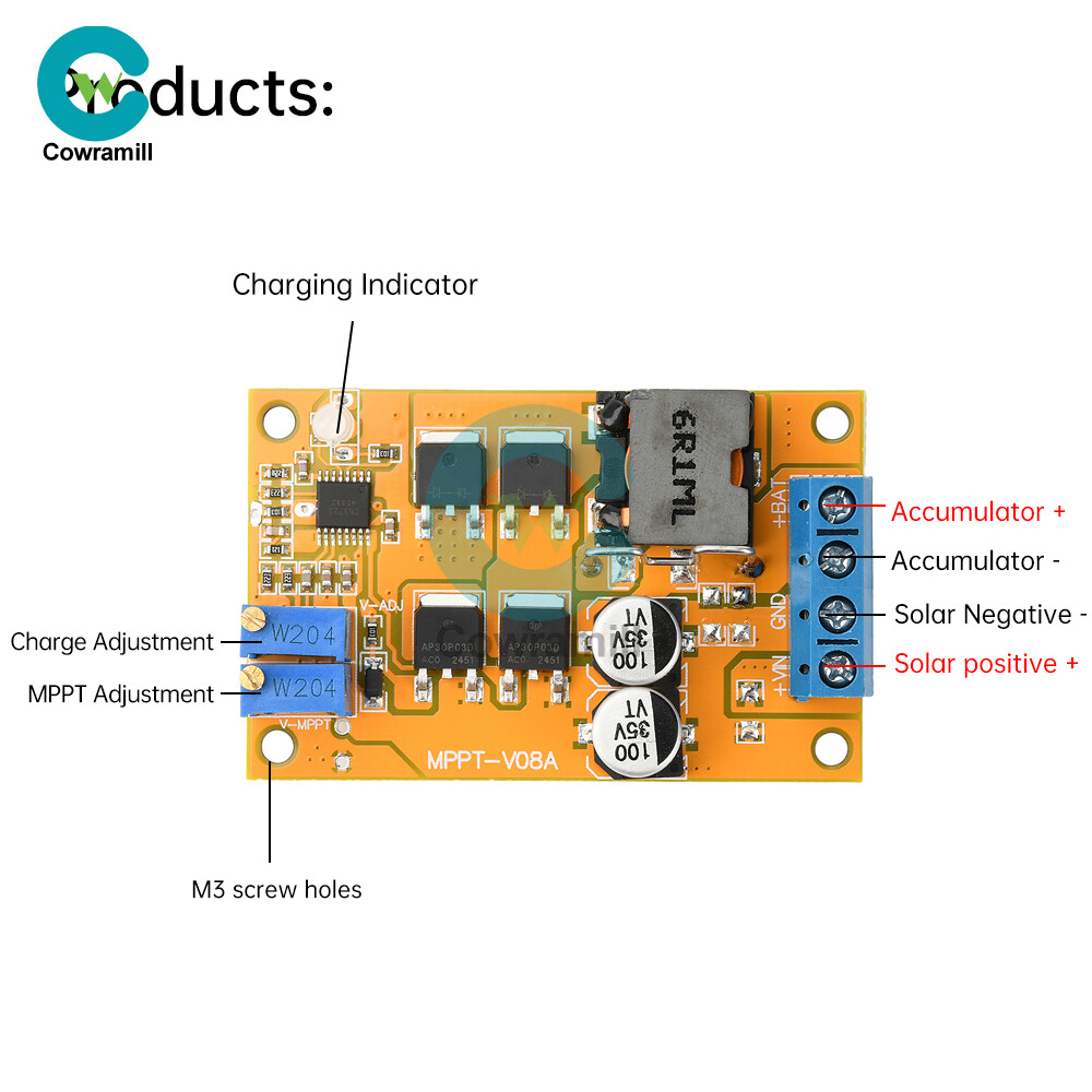 DC8-28V 5A 100W MPPT Solar Charging Panel Regulator Controller 9V 12V 24V Switch
