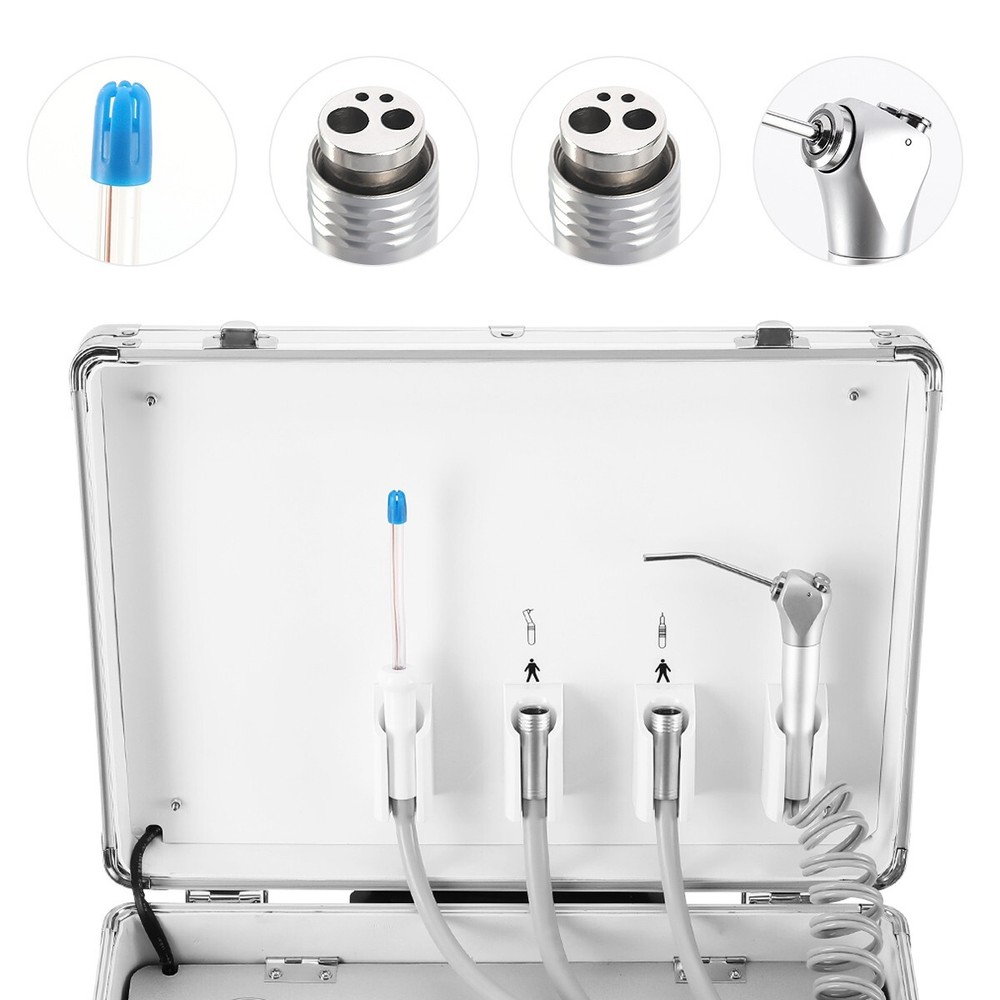 Portable Mobile Dental Delivery Unit Air Compressor Suction Rolling Suitcase 4H