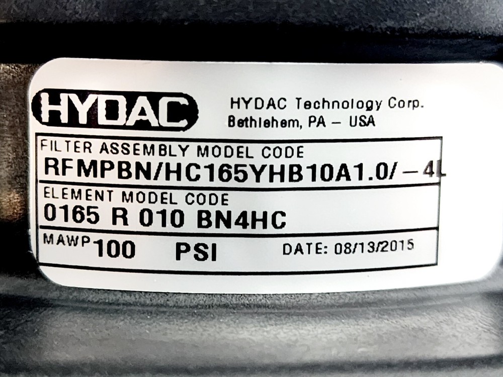Hydac RFMPBN/HC165YHB10A1.0/-4L Filter Assembly