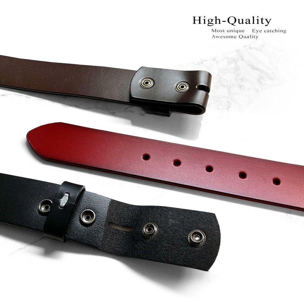Replacement Belt Strap Genuine Leather Plain Casual Belt Strap with Snaps