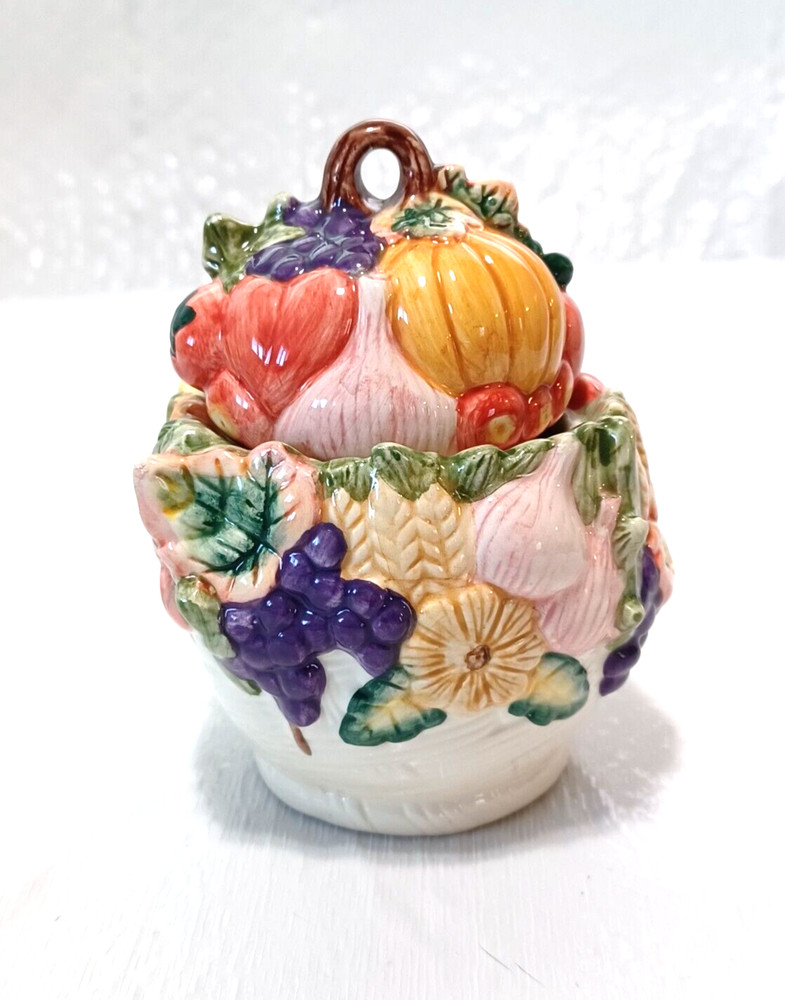 Long Rich Harvest Vegetable Creamer & Sugar Ceramic Set