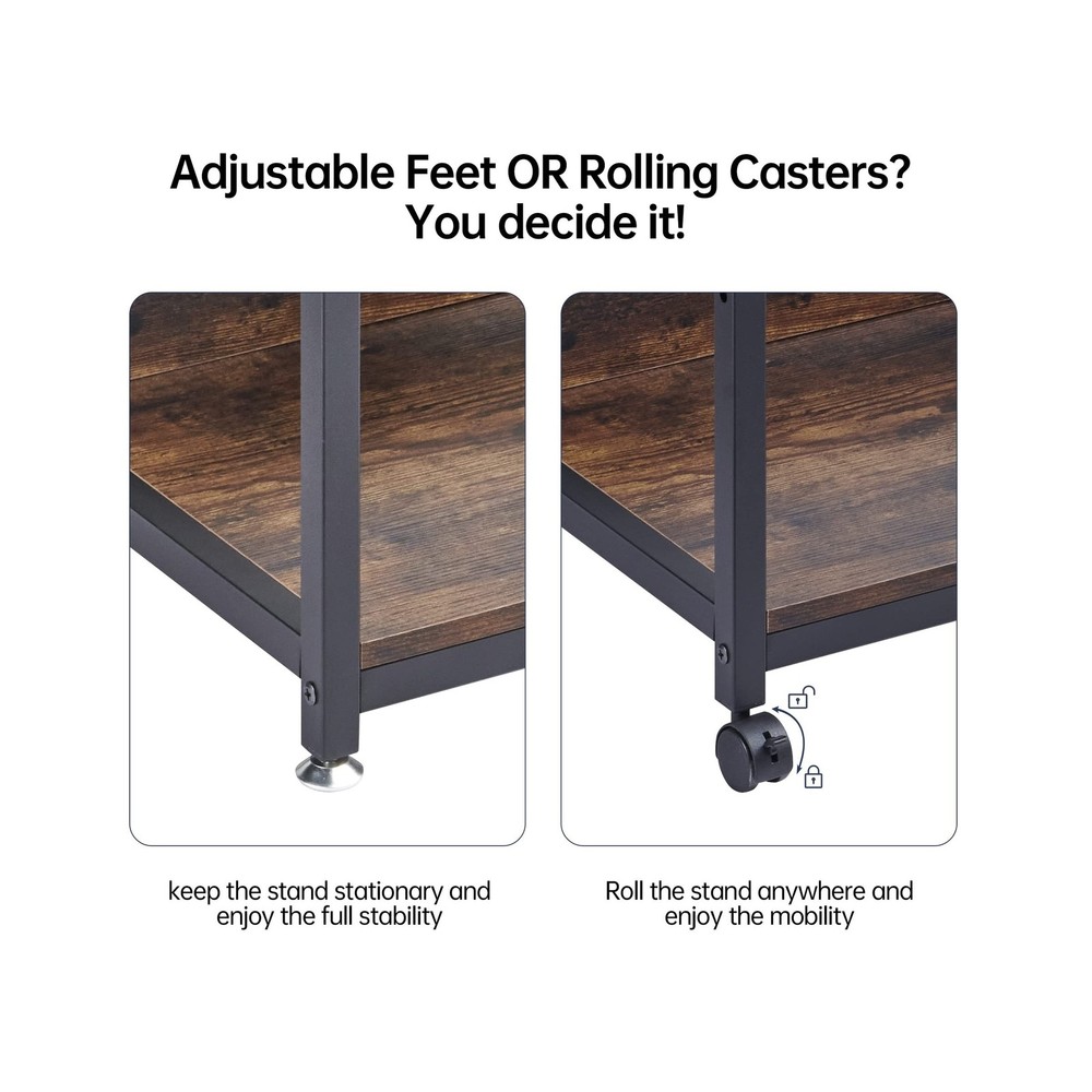 4-Tier Printer Stand with Adjustable Storage Shelf, Large Tall Printer Table ...