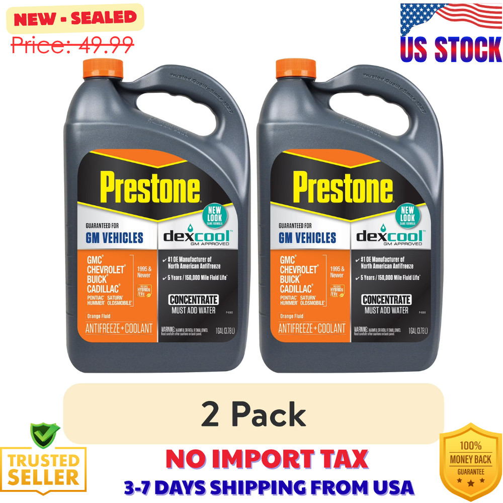 2 Pack Prestone Dex-Cool Anitfreeze/Coolant Concentrate, 1gal