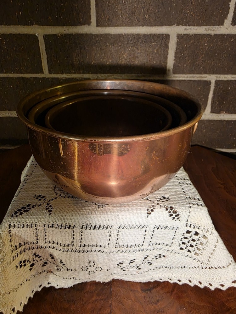 set of 3 Antique copper nesting bowls