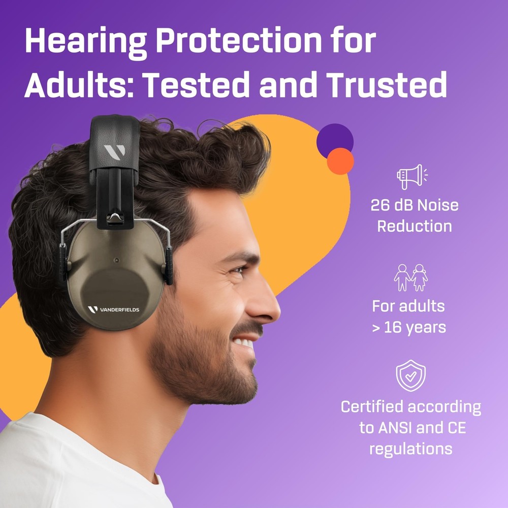 Vanderfields Hearing Protection Headphones - 26dB - Range Shooting Ear Protec...