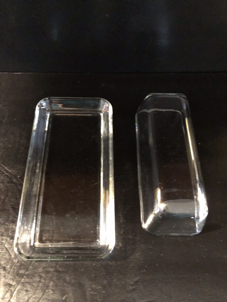 Clear Glass Butter Dish with Lid Rectangular Classic Covered