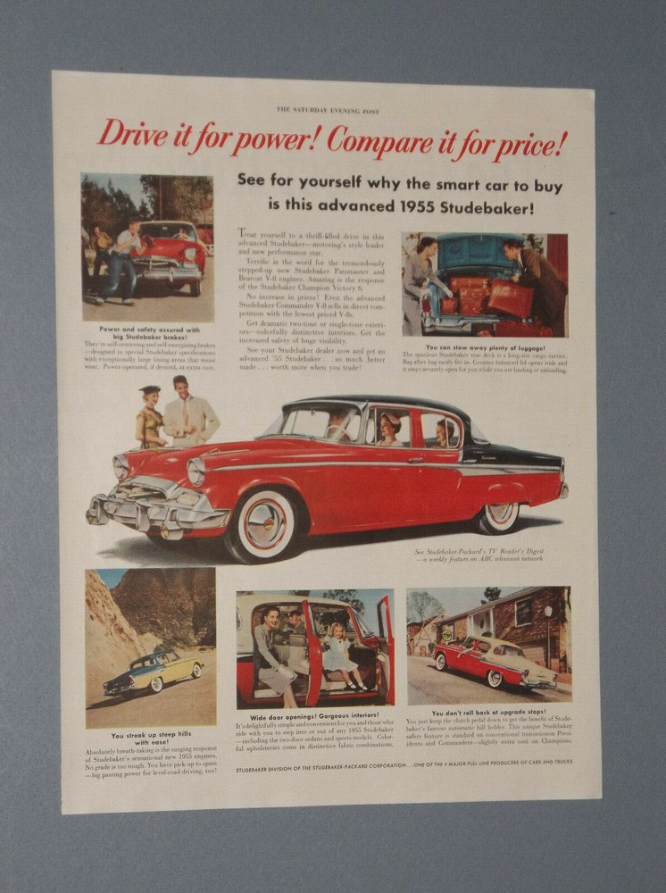 1955 STUDEBAKER AD STUDEBAKER PRESIDENT AD FOUR-DOOR PRESIDENT
