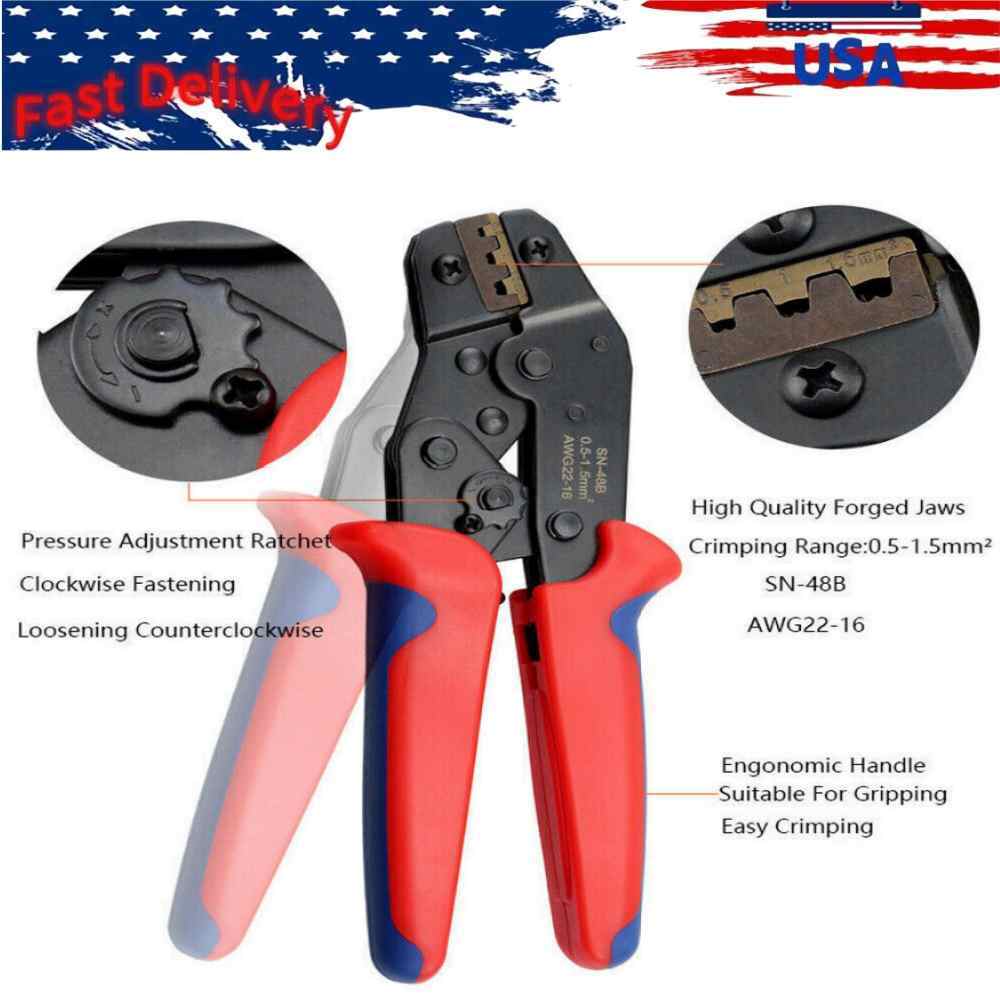 Ratchet Crimping Tool Insulation Electrical Terminal Crimper Plier SN-48B US