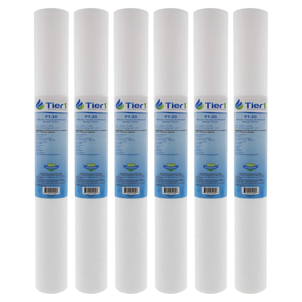 20x2.5 Inch 1 Micron Purtrex PX01-20 Polypropylene Sediment Water Filter 6 Pack