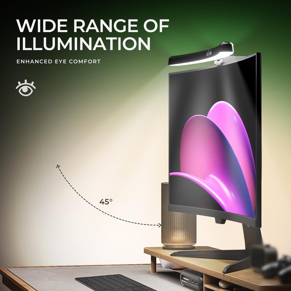 Monitor Light Bar Curved, RGB Backlight, Computer Screen Lamp for Eye Care, D...
