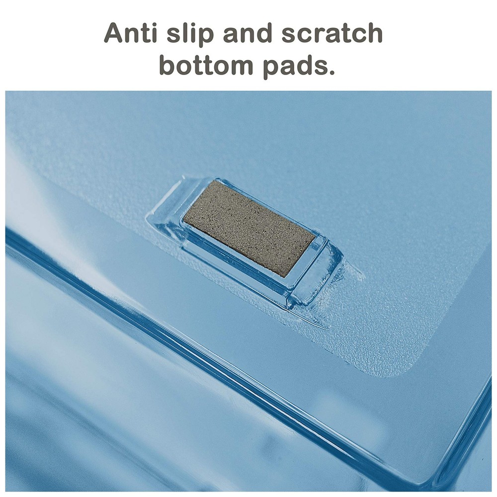 2 Tier Letter Tray Clear Blue Plastic Side Load Desktop File Organizer