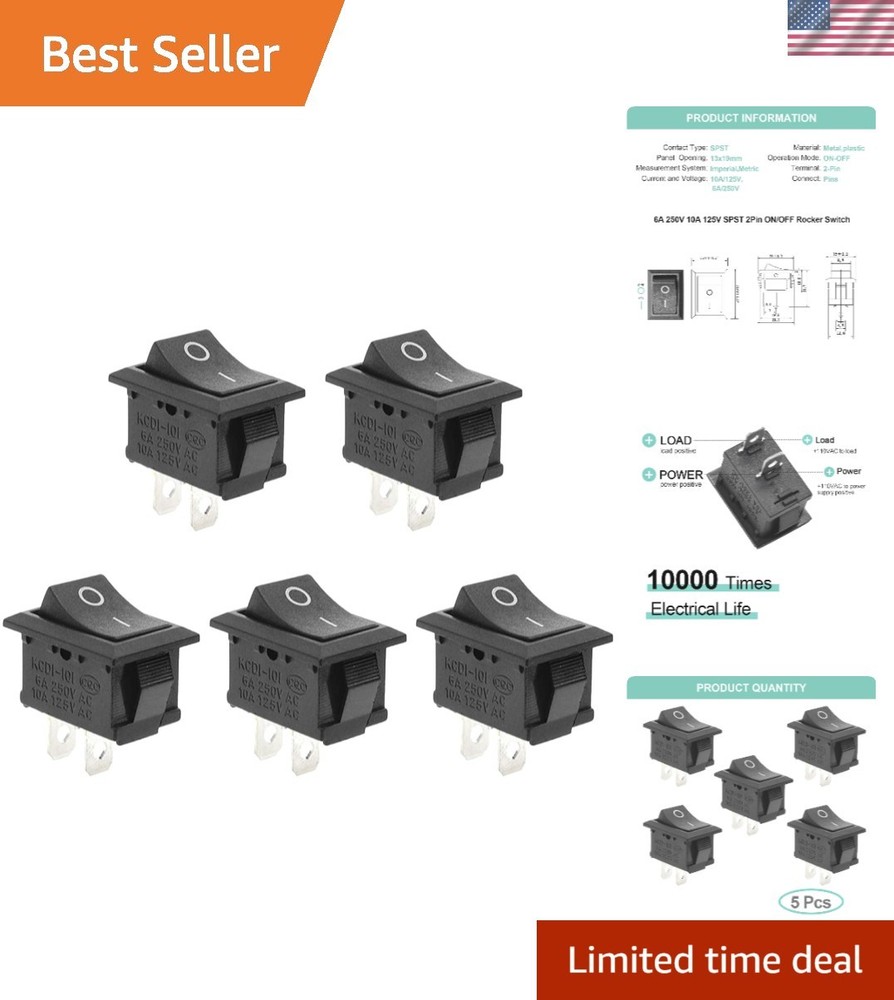 Efficient 5Pcs On/Off Rocker Switch Set for Marine & Automotive Use