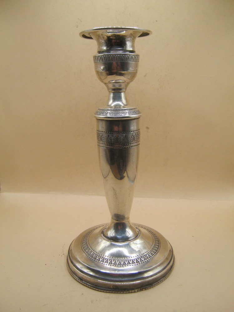 Antique Continental Silver Candlestick  With Neo Classical Design