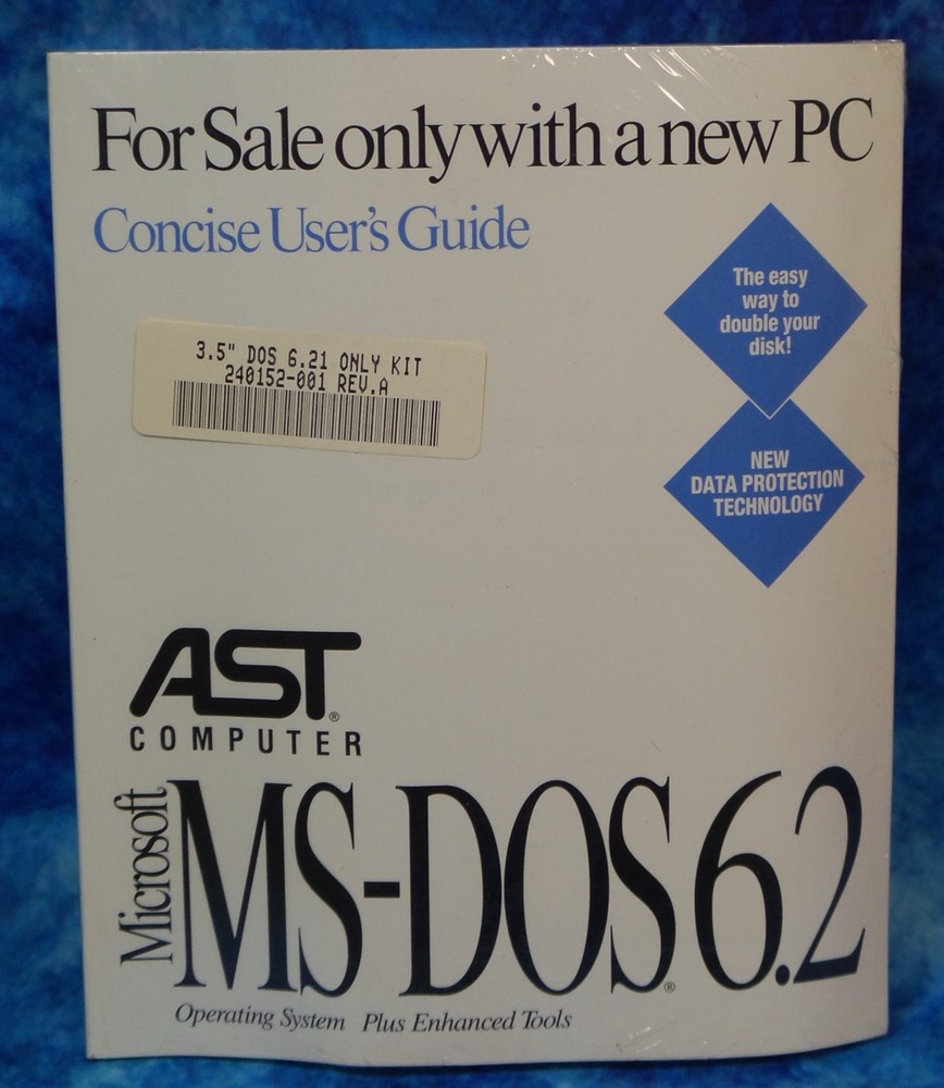 Microsoft MS-DOS Version 6.2 FULL Version Brand New Sealed 3.5 Floppy Discs COA
