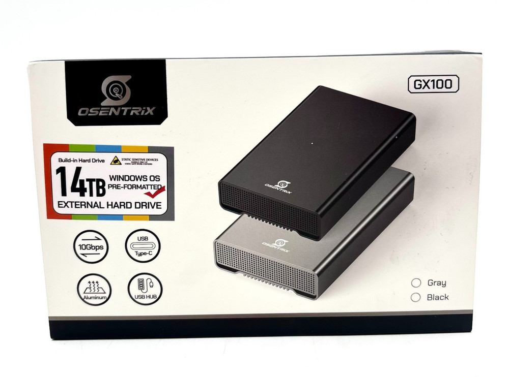 Osentrix 14 Terabyte Storage External Hard Driver - Gray Model GX100