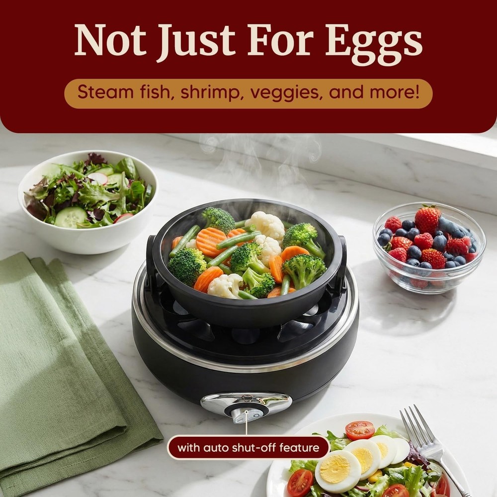 Rapid Egg Cooker for 7 Eggs - Perfect Hard, Medium, Soft, with Auto Shut-Off