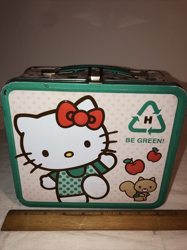 Hello Kitty Be Clean Tin Green Lunch Box