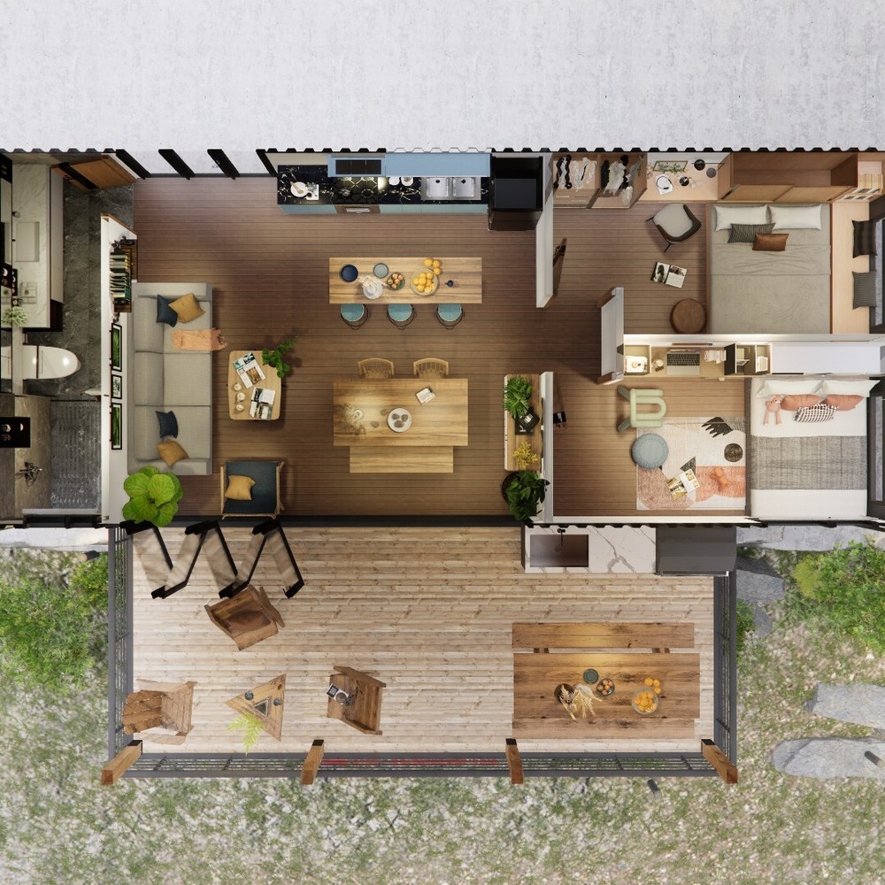 Container house plans - 2 bedrooms - 1 bathroom - Digital PDF File