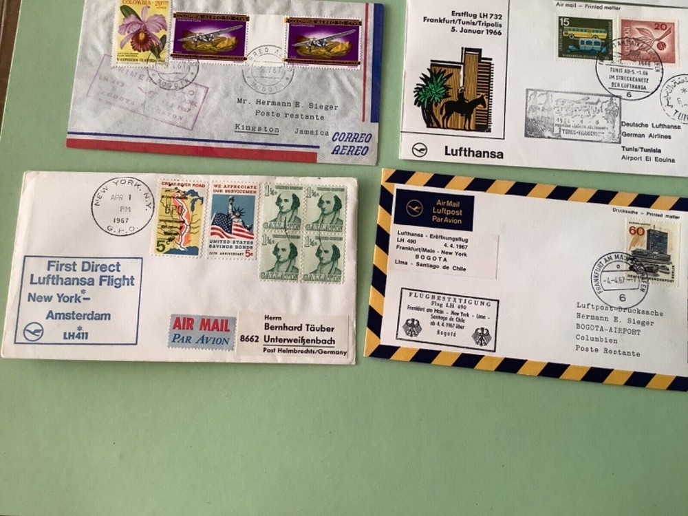 Airmail flight cover mixed world 9 items Ref A1481
