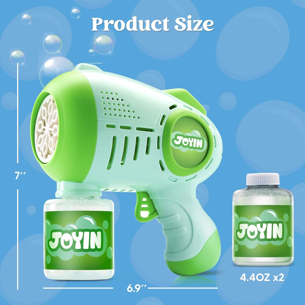 JOYIN 2 Kids Bubble Guns with 4 Bottles Solution, Automatic Bubble Machine Gun w