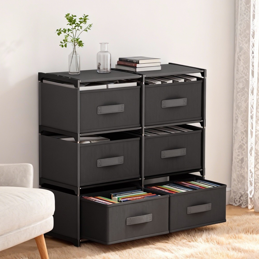 Non-Woven Fabric Multi-Functional Storage Cabinet, Double Row 6-Drawer