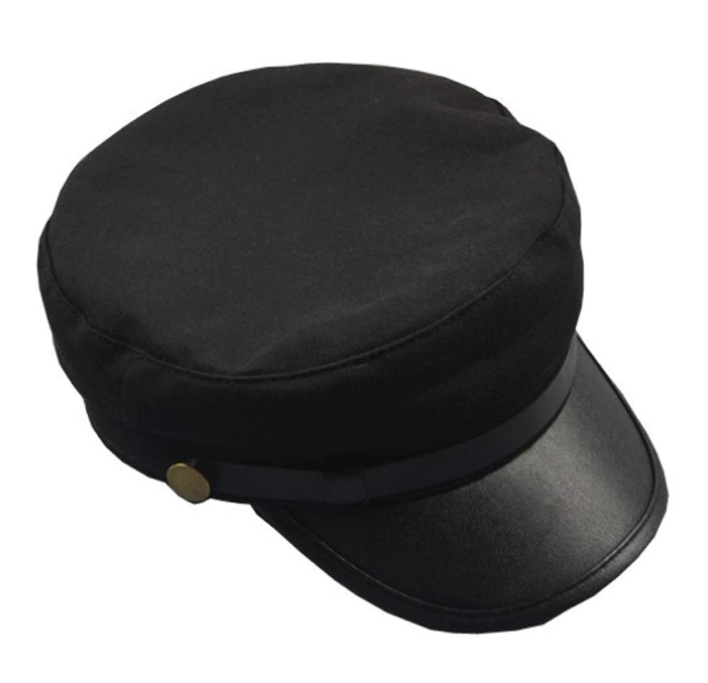 Black Chauffeur Hat Driver Classic British Flat Top 56-58cm,