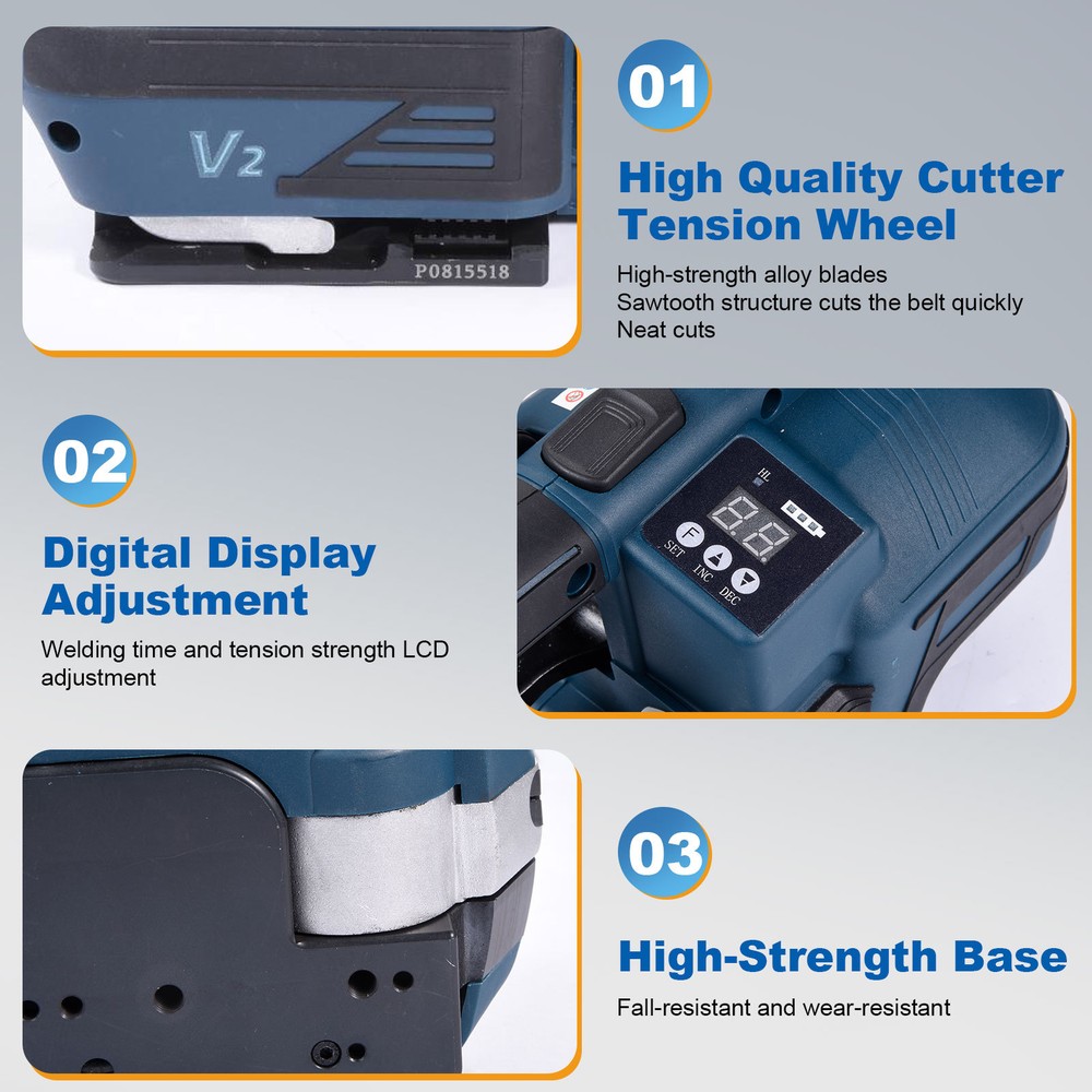 Electric Strapping Machine V2 Handheld Full-Automatic Banding Tool 13-19mm Width