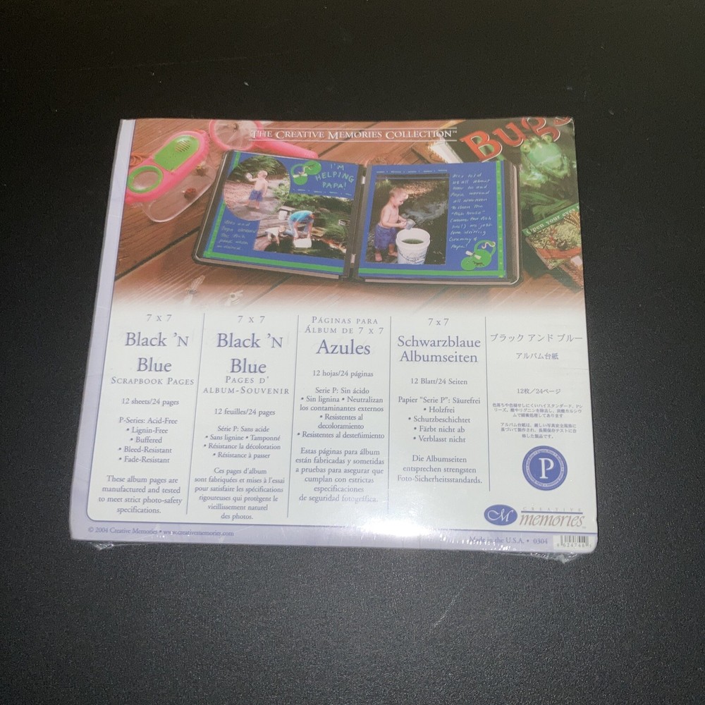 Creative Memories 7 x 7 Black 'N Blue Scrapbook Refill Pages