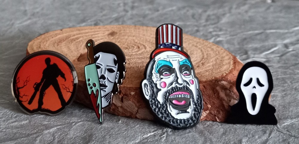 Horror Movie Capt. Spaulding Michael Myers Ghostface Ash Evil Dead PIN SET