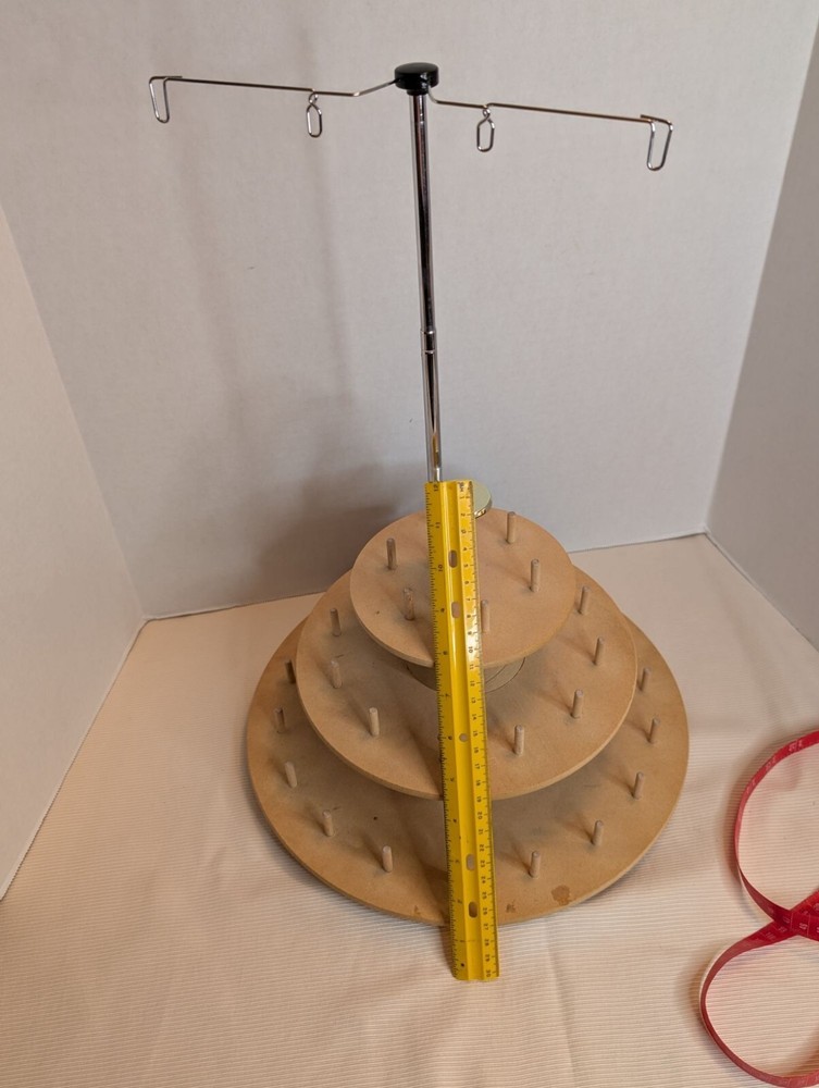 3-Tier MDF Board Sewing Spool & Thread Holder Metal Adjustable Stand For Thread