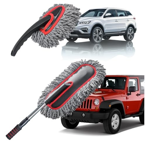 Car Duster Kit, 2PCS Microfiber Exterior and Interior 2 Pack Gray / Red