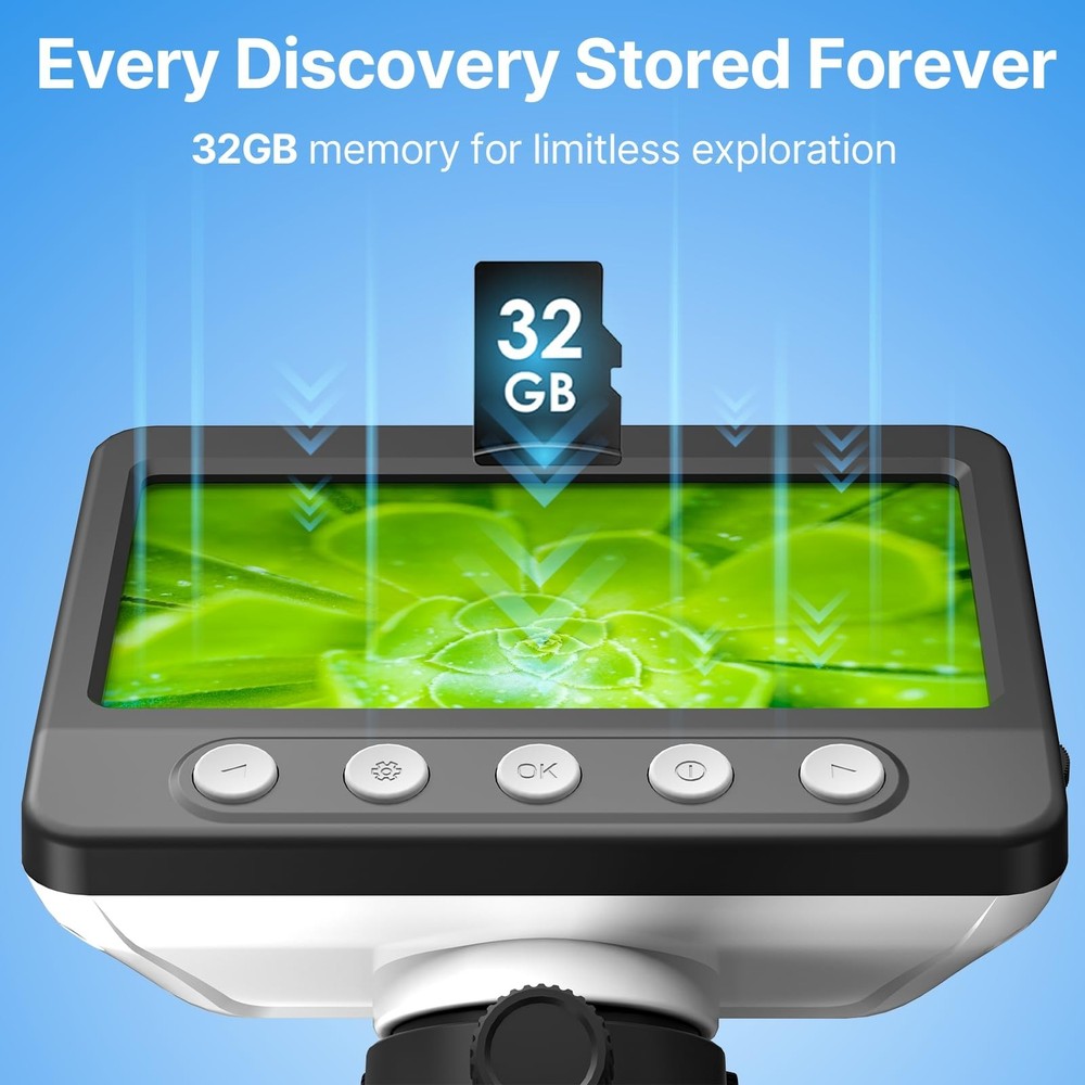 Digital Microscope, 4.3" LCD USB Coin Microscope, 1000X 1080P Error Coin Magn...