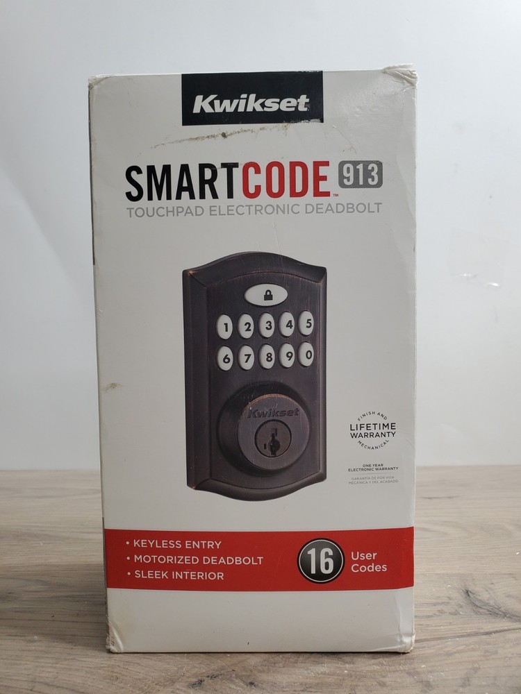 KWIKSET SMARTCODE 913 TOUCHPAD ELECTRONIC DEADBOLT / IRON BLACK FINISH