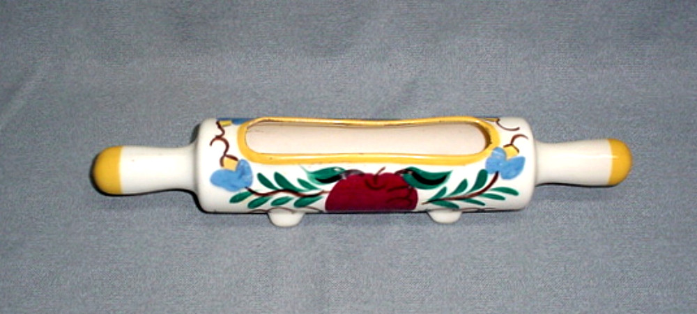 Vintage Purinton ? Ceramic Rolling Pin Planter Apple Pear