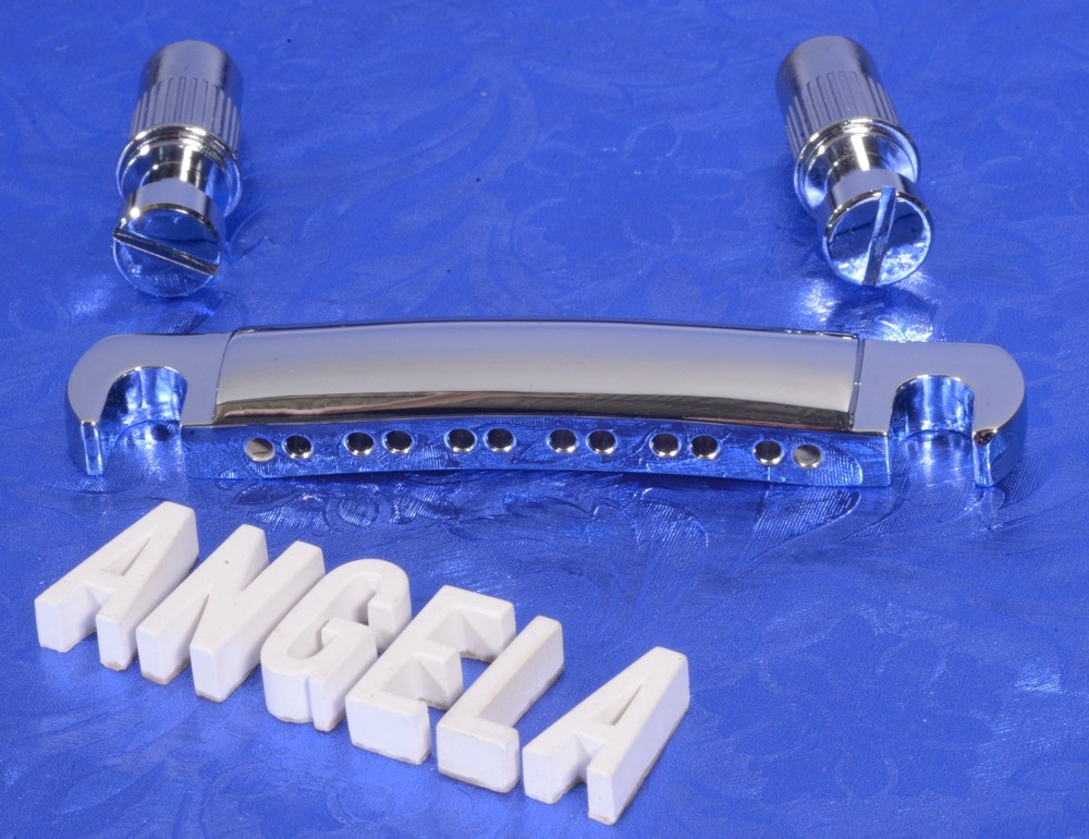 Chrome 12 String Stop Tailpiece With Studs And Anchors, #12L