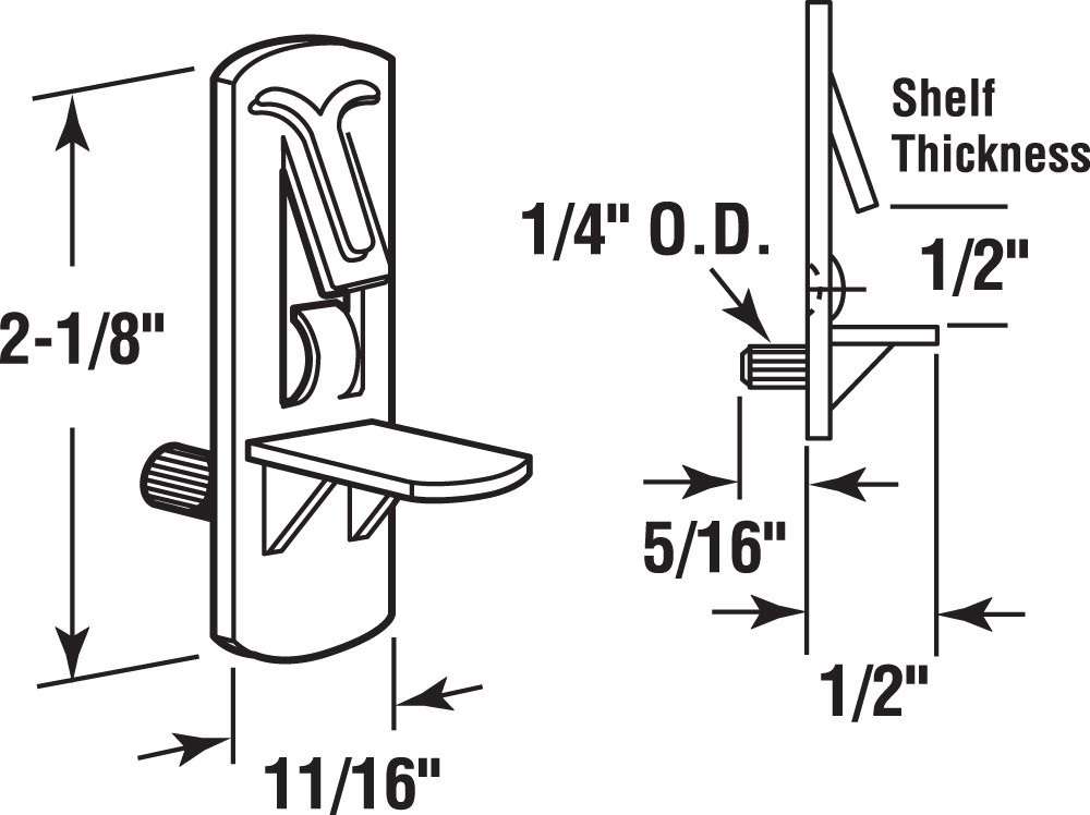 U 11299 Shelf Support Peg, Self-Locking 1/4 In. x 1/2 In. Clear (4 Pack)