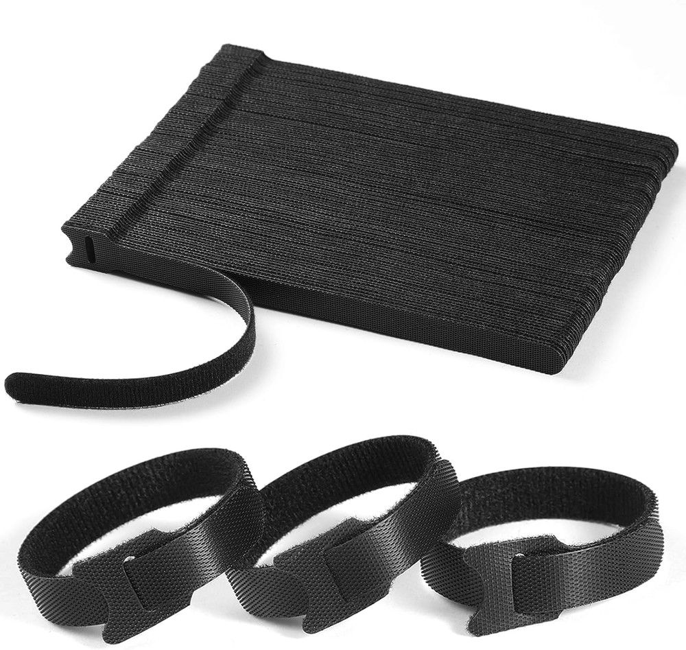 100 PCS 8 Inches Reusable Cable Ties | Adjustable Cord Wraps, Cable Straps | Hoo
