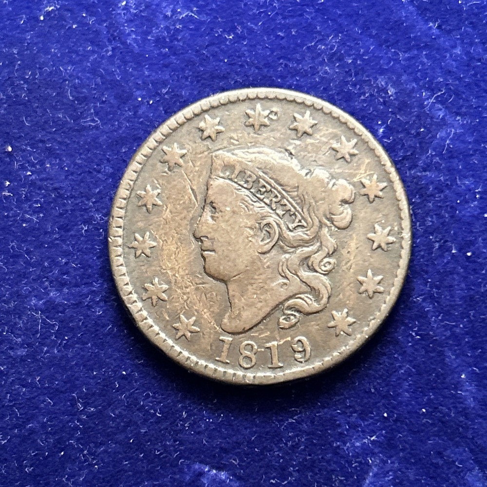1819 Coronet Head Large Cent - US 1c Copper Coin QA2048