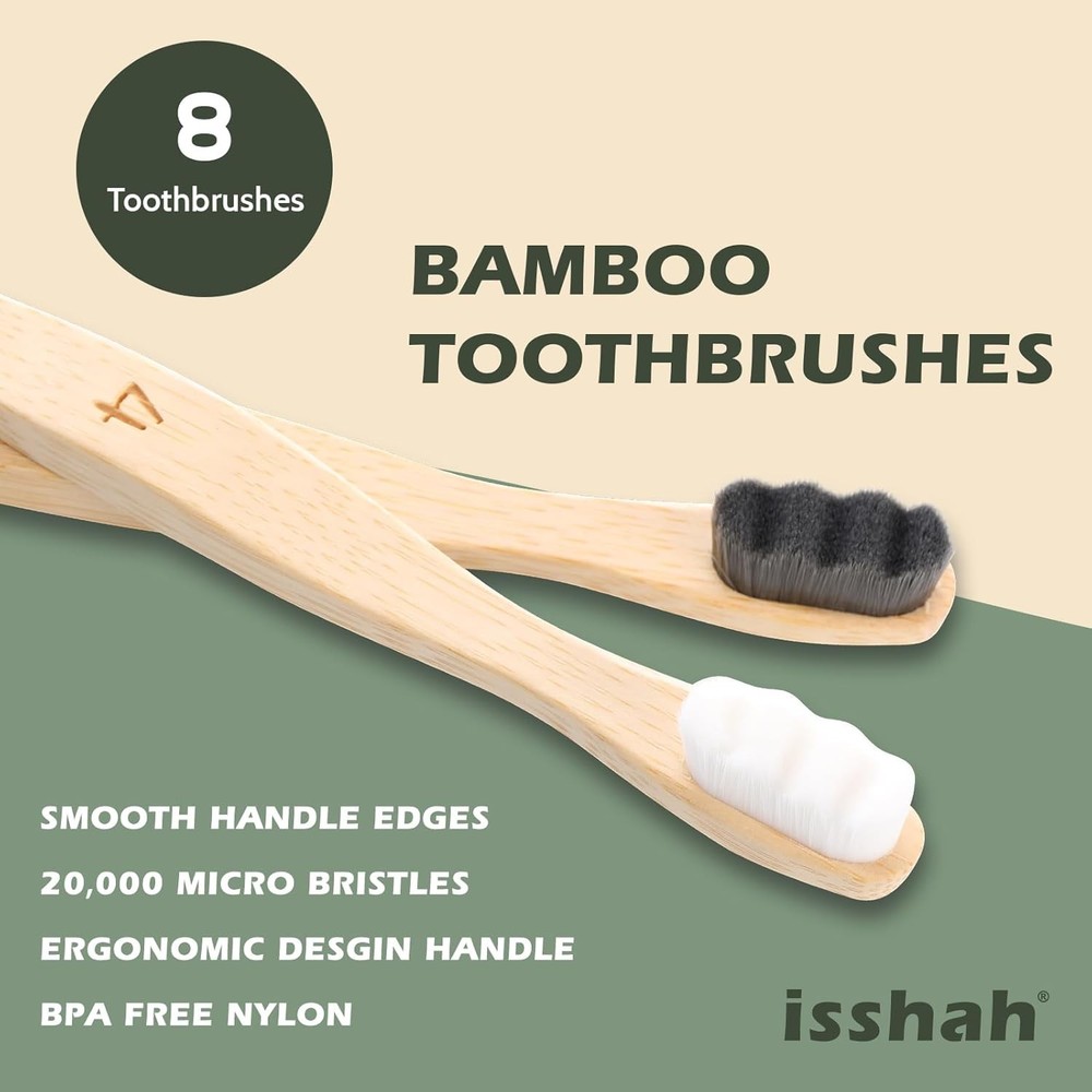 Extra Soft Bamboo Toothbrush, Micro Nano 20,000 Bristles Toothbrushes for...