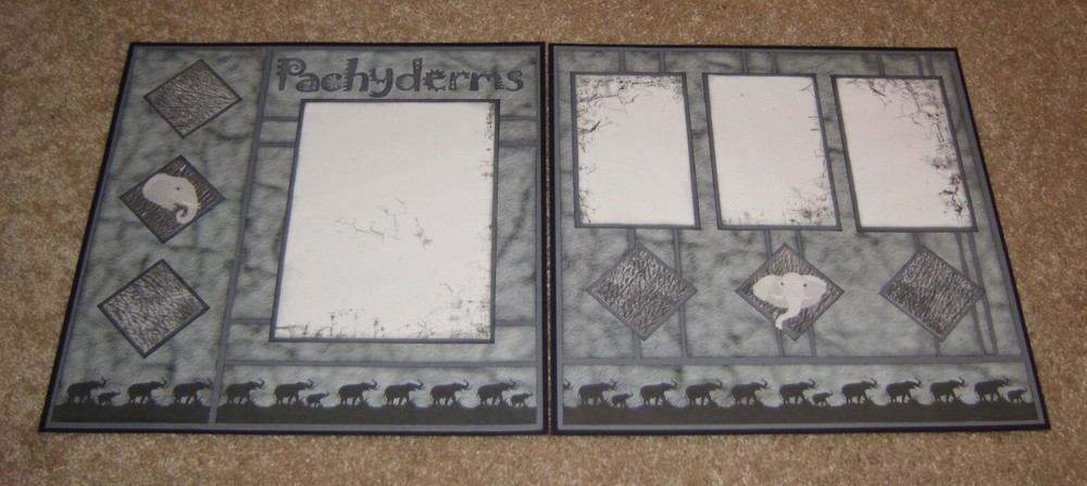 Two-Page 12x12 Premade Scrapbook Pages ~ Pachyderms.....Elephants