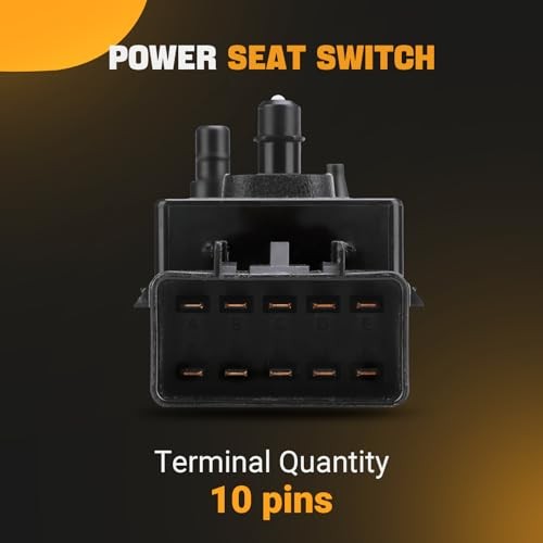 Power Seat Switch, 8 Way Front Right Passenger Side Control Switch Black